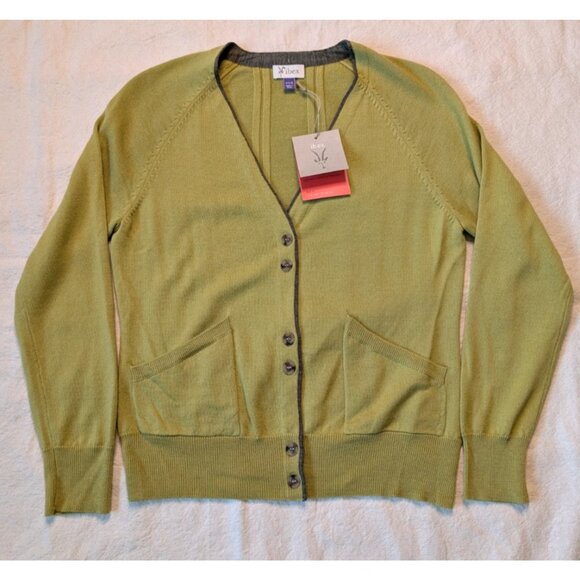 Ibex Cardigan Women's NWT Green Cashmere Wool Knit Sweater Size Small - Picture 2 of 12